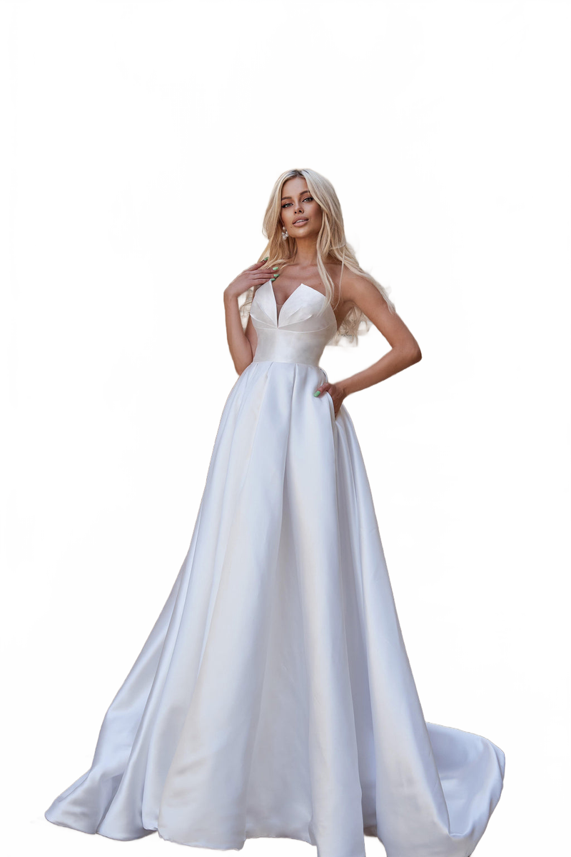 Tina Holly TA611W Wedding Ball Strapless Flowy Minimal Mikado Dress