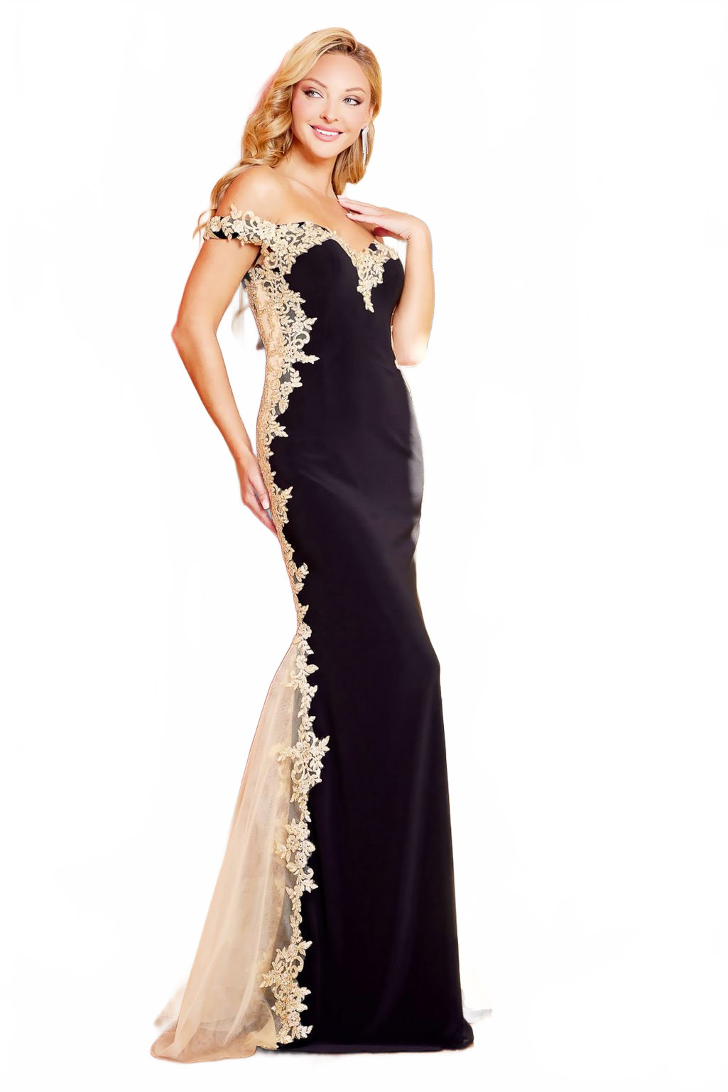 Adora Design 3117 Off-Shoulder Mermaid Long Applique Prom Dress