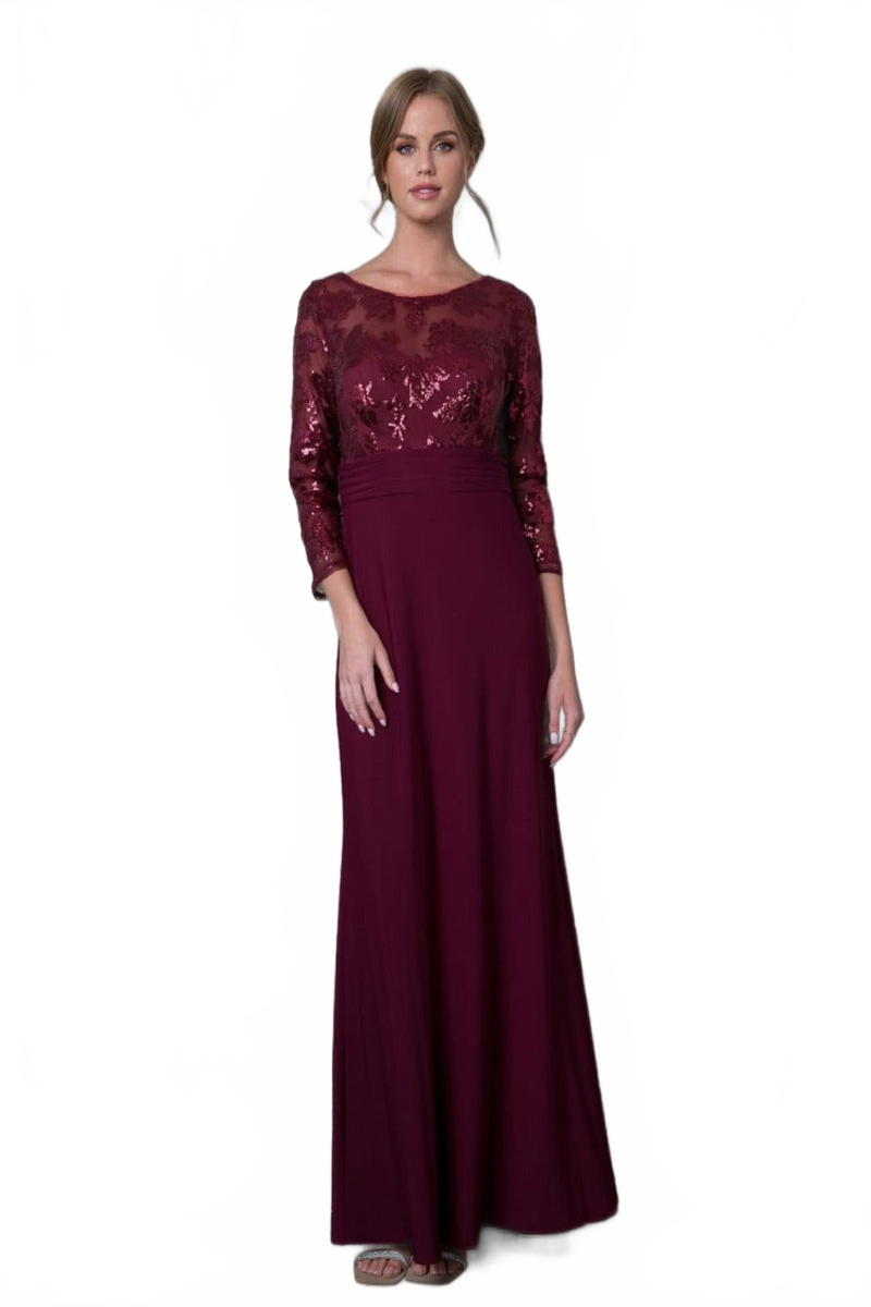Eva USA 3453 Mother of the Bride Lace Long Formal Gown