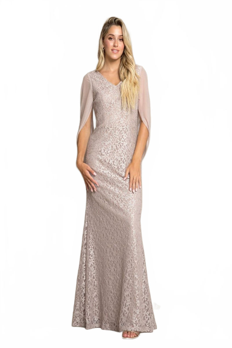 Eva USA 3471 Chiffon Cowl Back Mother of the Bride Long Dress