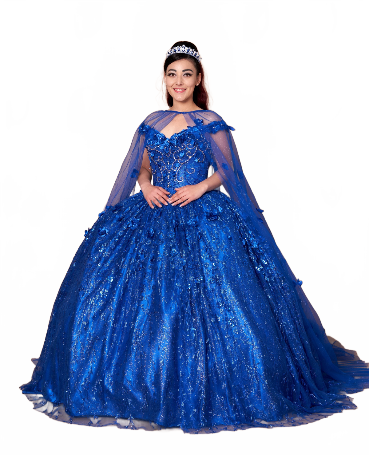3D Floral Off Shoulder Cape Ball Gown by Calla SCL-30001