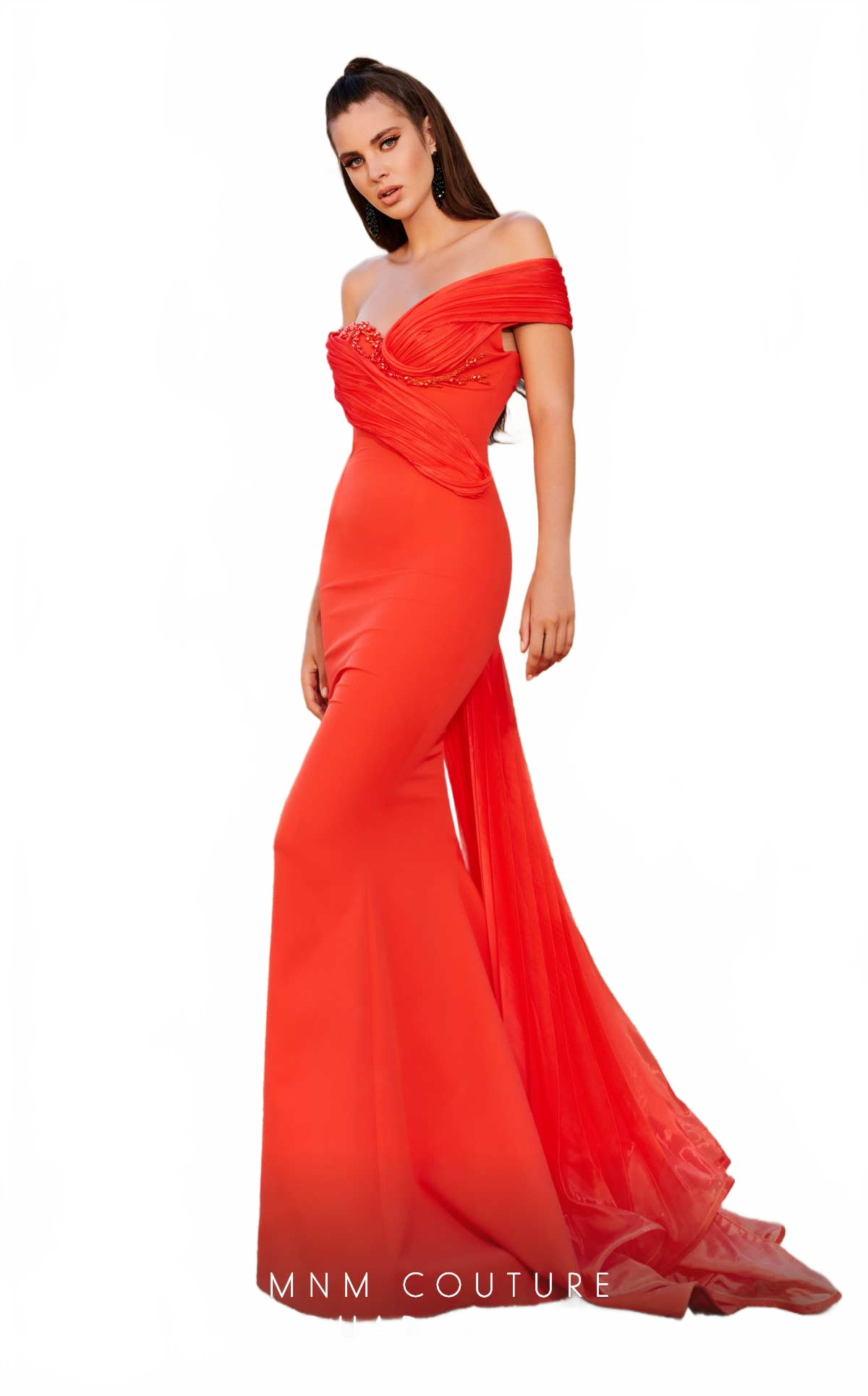 Fouad Sarkis 2769 Off-Shoulder Draped Mermaid Gown