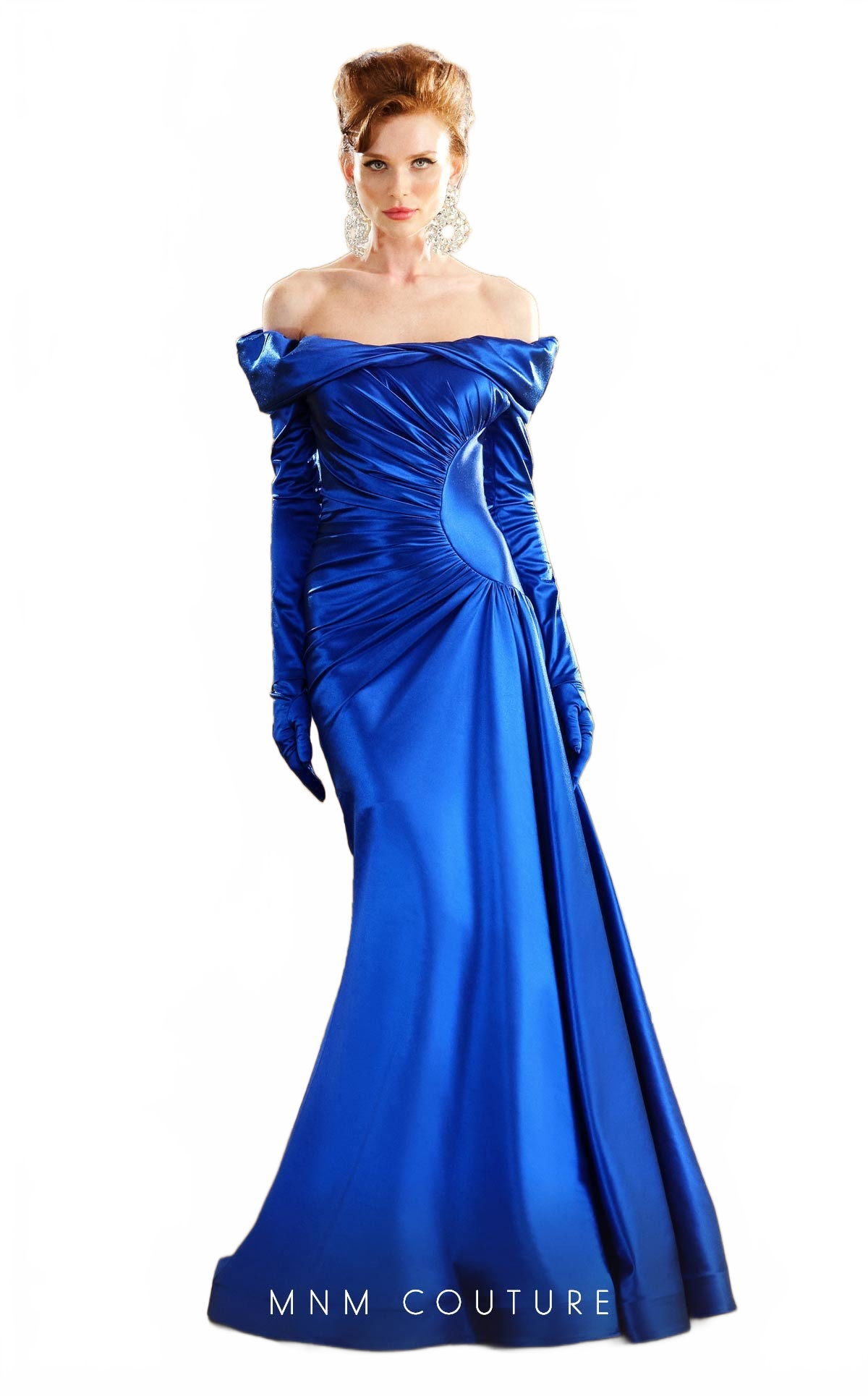 Fouad Sarkis F02851 Off-Shoulder Draped Gown
