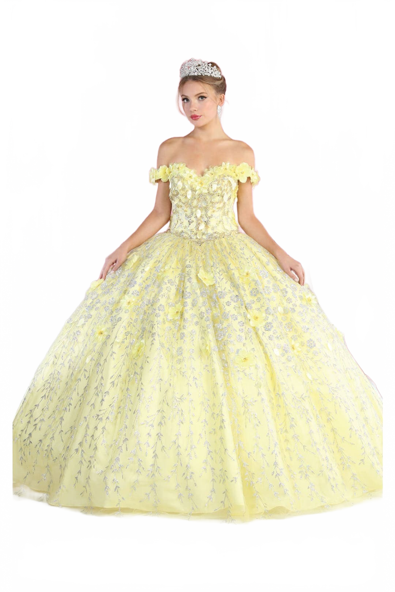 Floral Off The Shoulder Ball Gown Quinceanera Dress