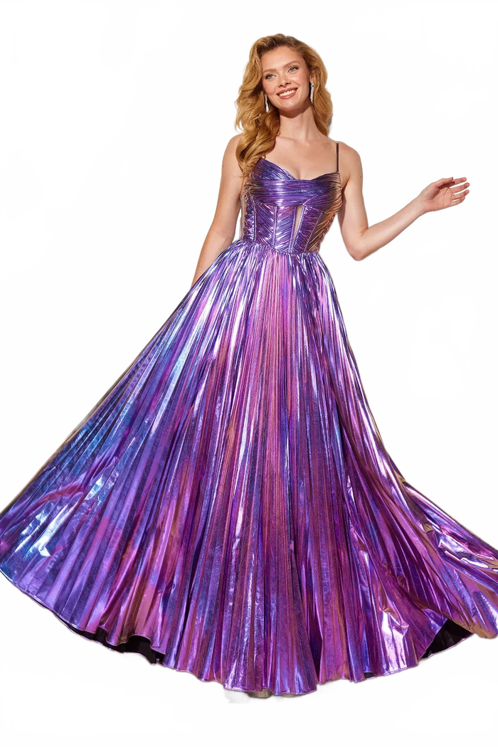 Metallic Sleeveless A-line Gown by Lucci Lu 1368