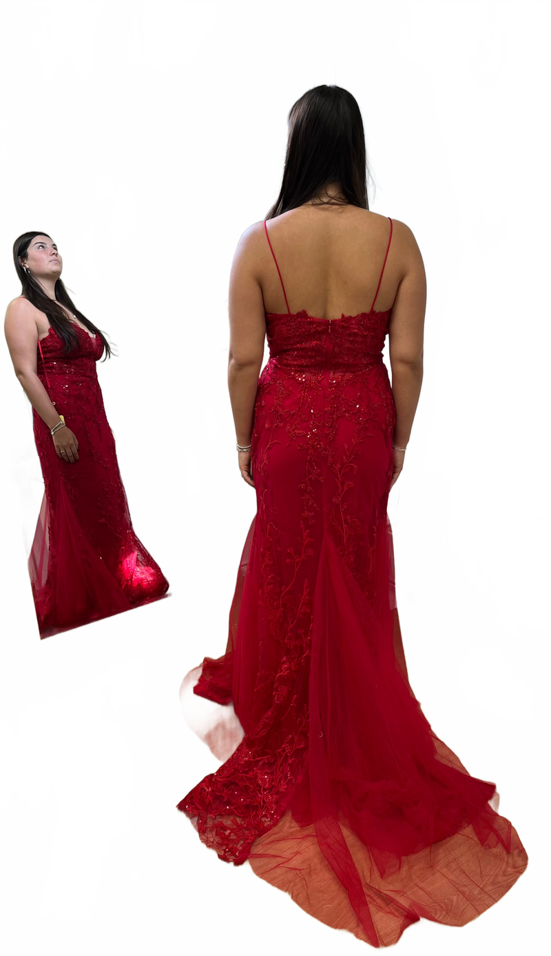 May Queen MQ2030 Sleeveless Sheer V-Neck Prom Dress