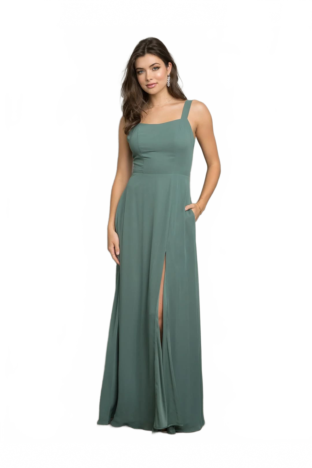 Eva USA 3485 Bridesmaids Long Slit Formal Dress