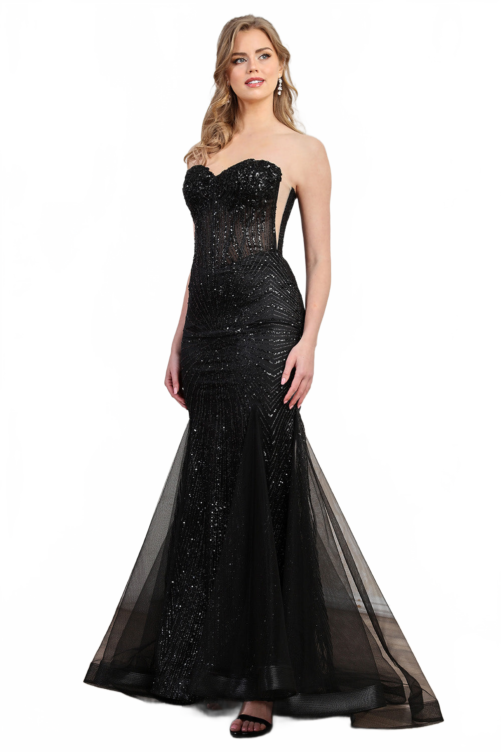 Adora Design 3278 Strapless Beaded Tulle Mermaid Prom Dress