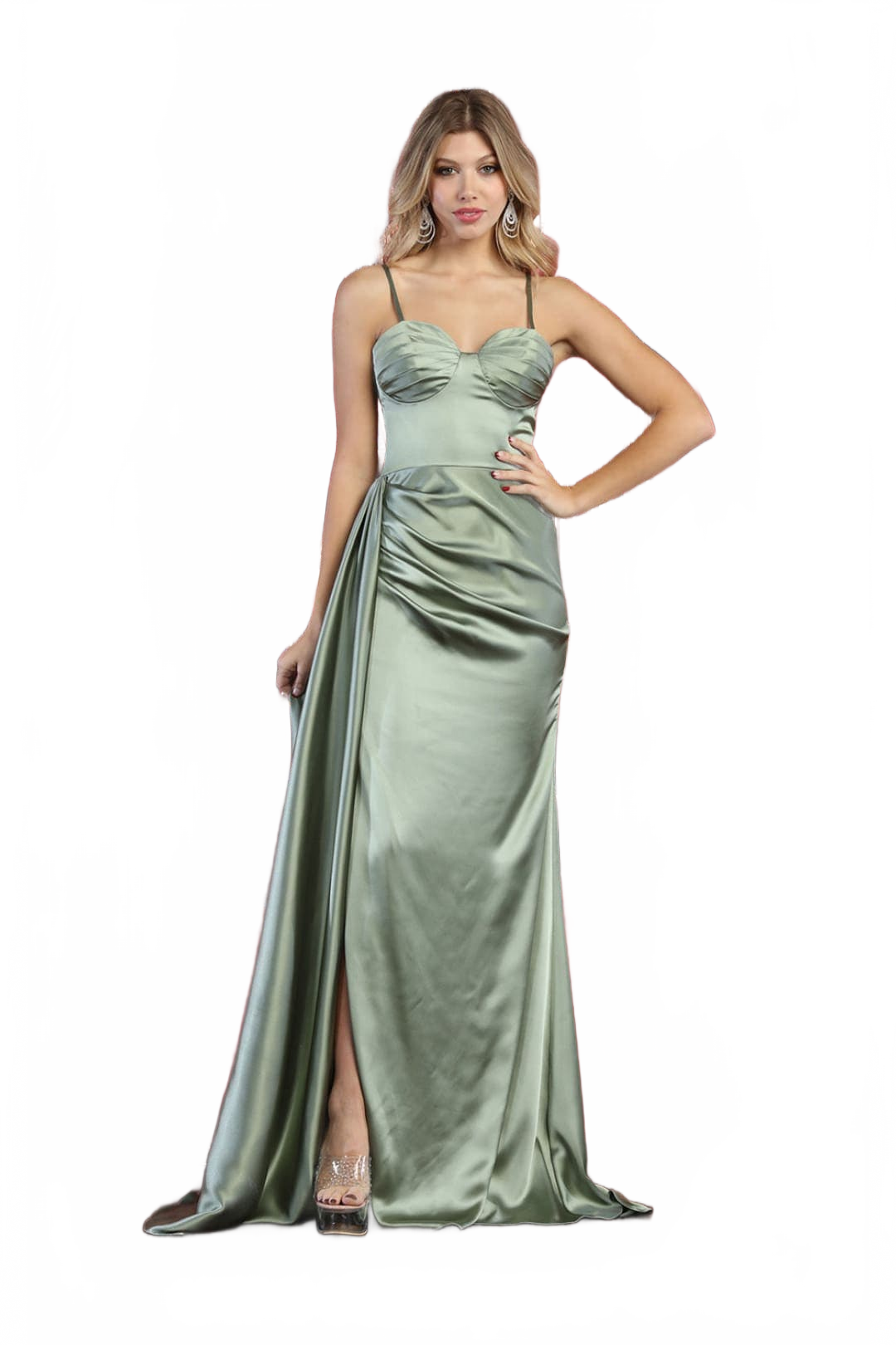 Royal Queen RQ7960 Spaghetti Strap Sleeveless Long Satin Bridesmaid Dress