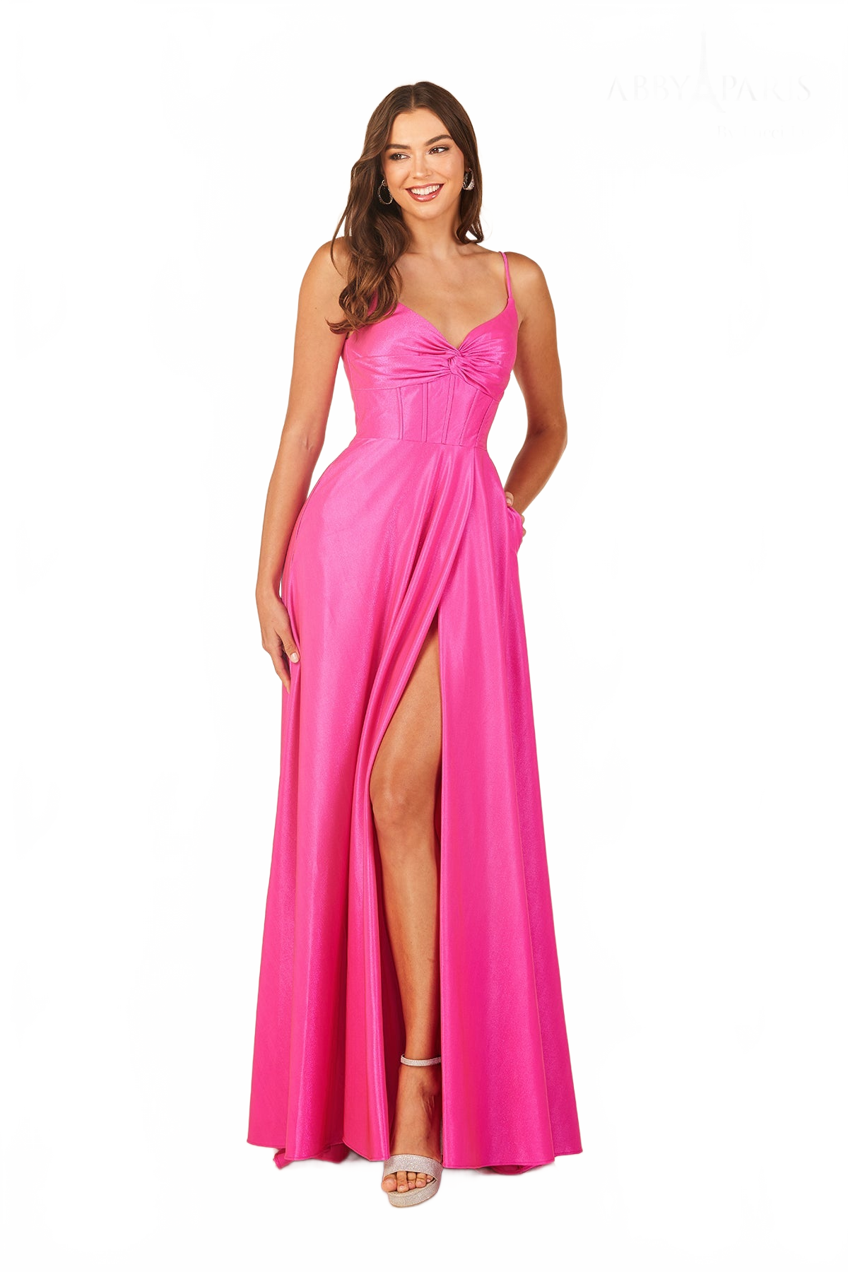 Abby Paris 90309 Sleeveless A-line Slit Evening Gown