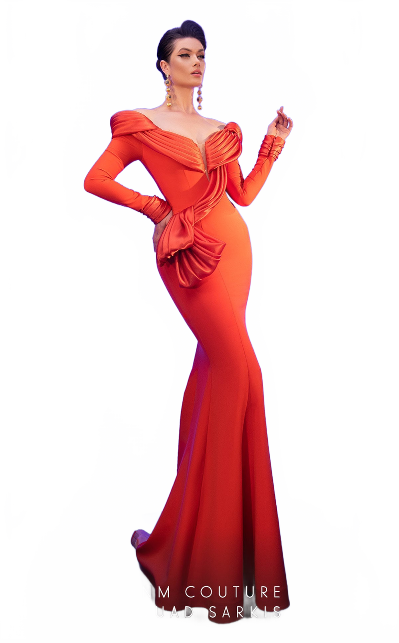 Fouad Sarkis 2791 Off-Shoulder Draped Mermaid Gown