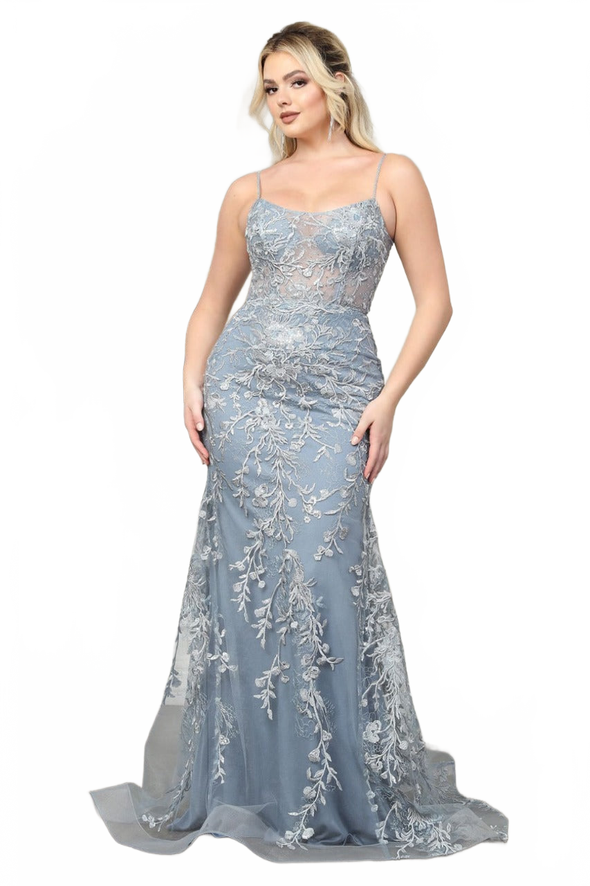 Royal Queen RQ8046 Sheer Corset Top Embroidered Prom Evening Gown