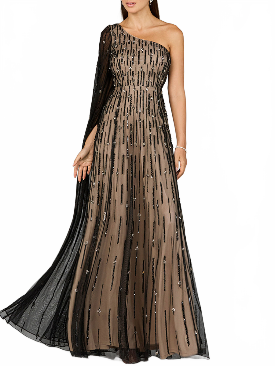 One Shoulder A-Line Gown