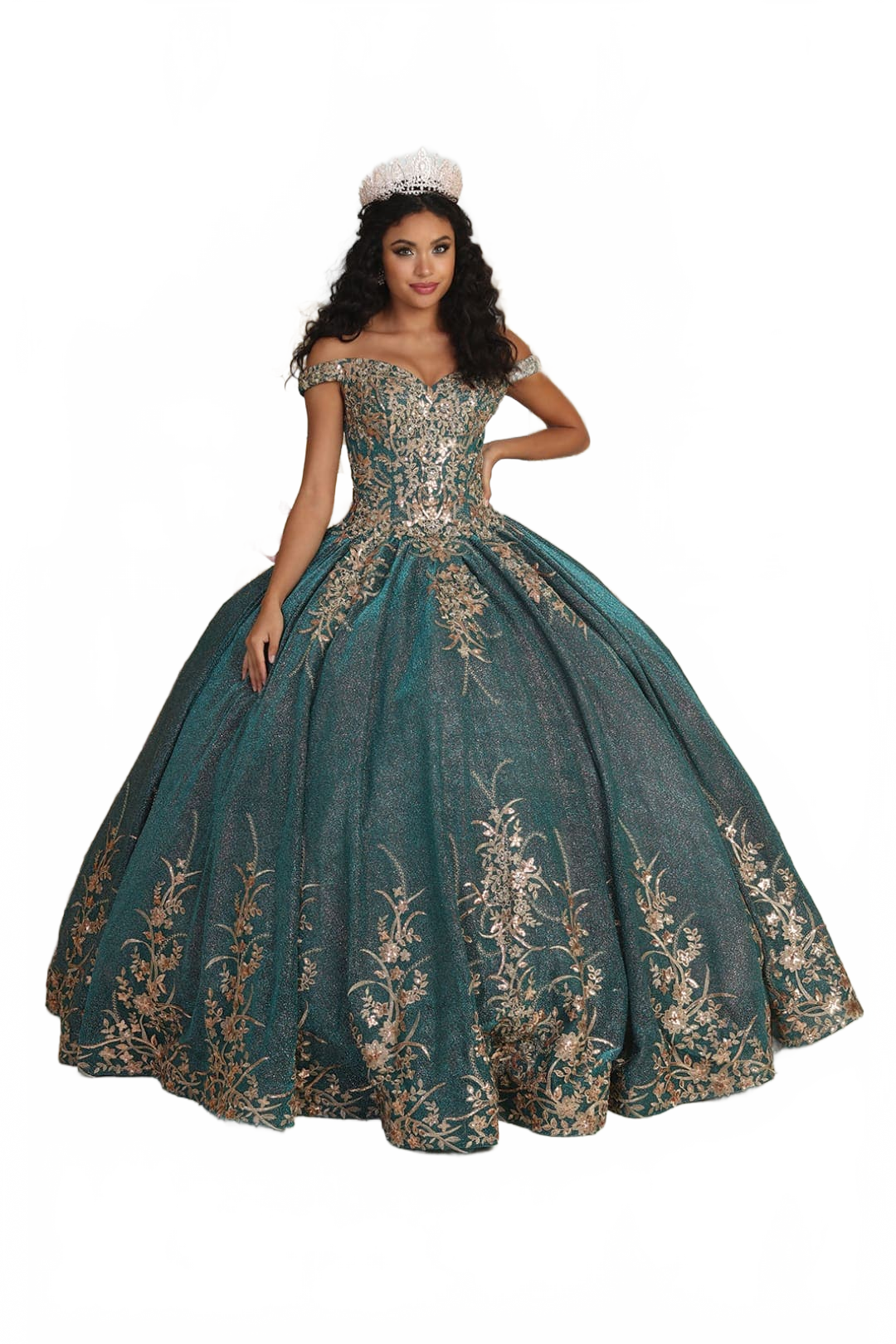 Layla K LK220 Off Shoulder Sparkling Lace Up Quinceanera Ball Gown