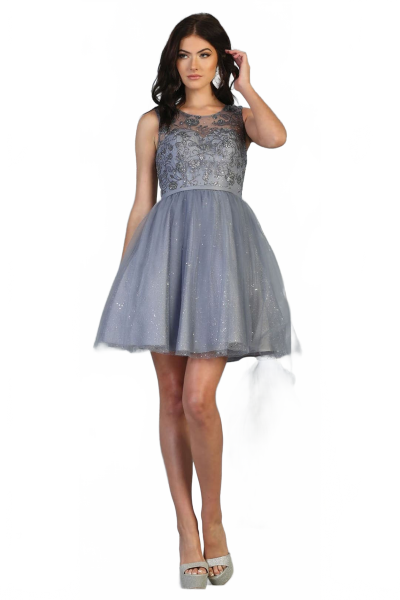 Dama Dresses for Quinceanera in Dusty Blue Style  MQ1803 Quince Outfit