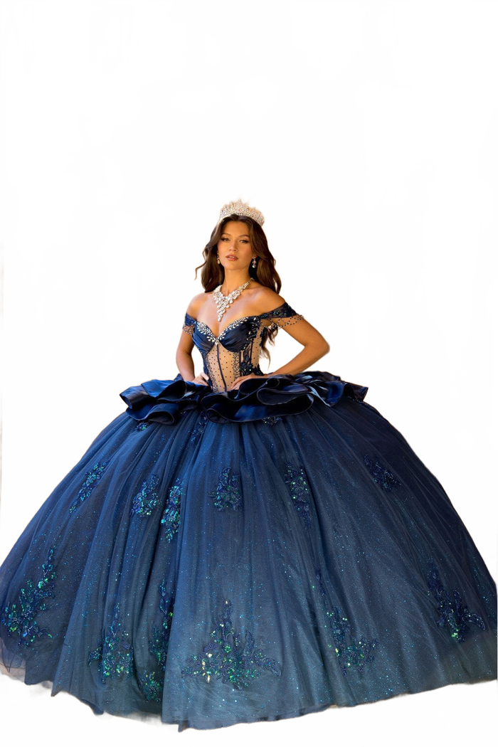 Off Shoulder Ruffled Ball Gown by Bella Princess PQ1079