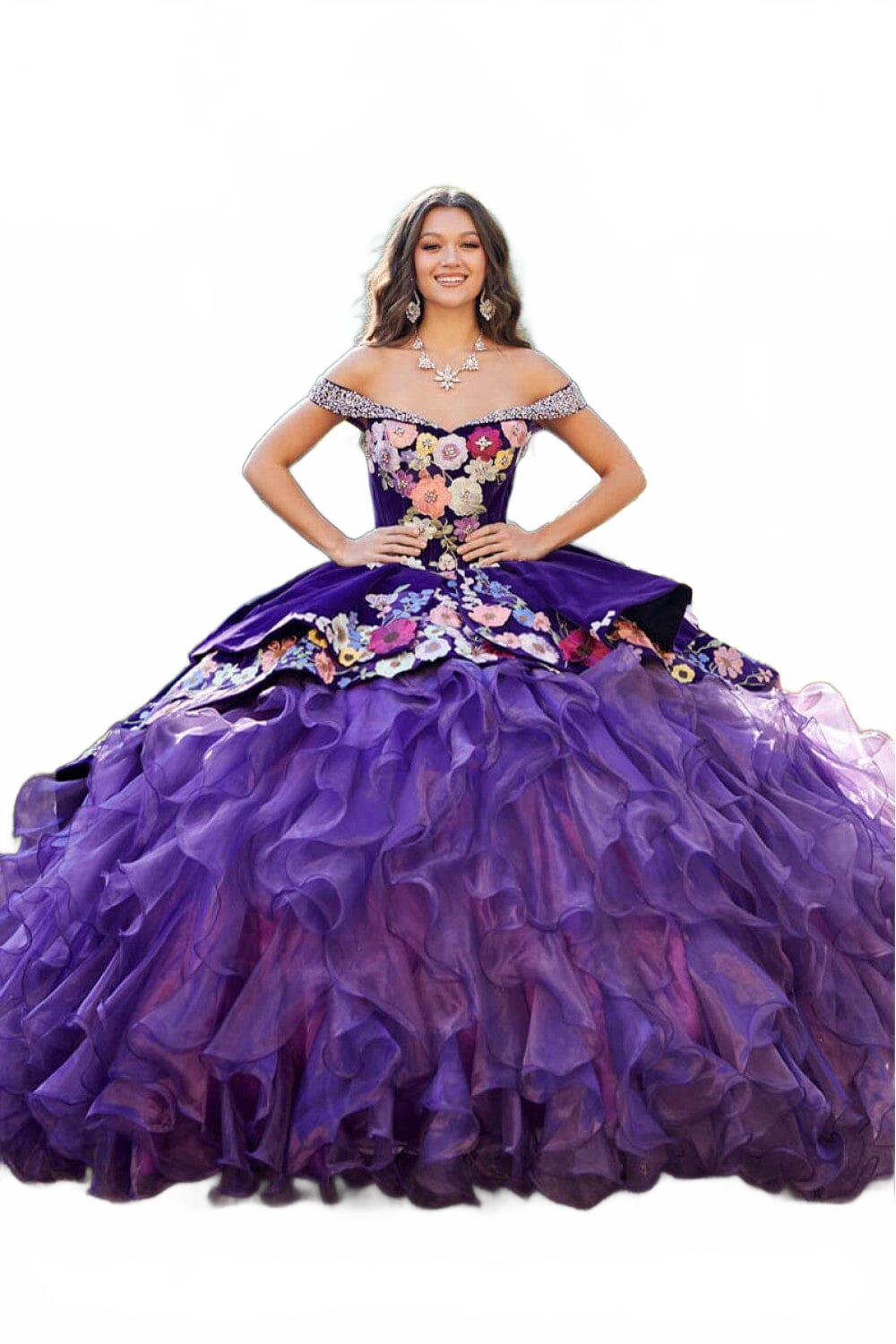 Charro Off Shoulder Ruffled Ball Gown by Bella Princess PQ1050