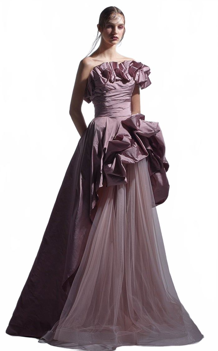 MNM Couture Gaby Charbachy Purple Strapless A-Line Gown