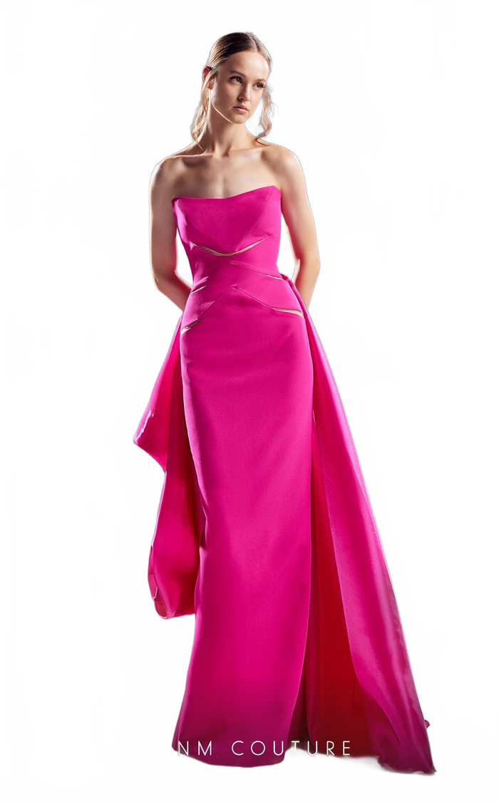 Gaby Charbachy G1541 Fuchsia Strapless Evening Gown by MNM Couture