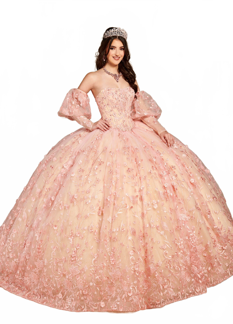 Rachel Allan RQ1123 Strapless Puff Sleeve Quinceanera Dress