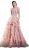 Gaby Charbachy Strapless Ruffled Tulle Corset Gown – Blush