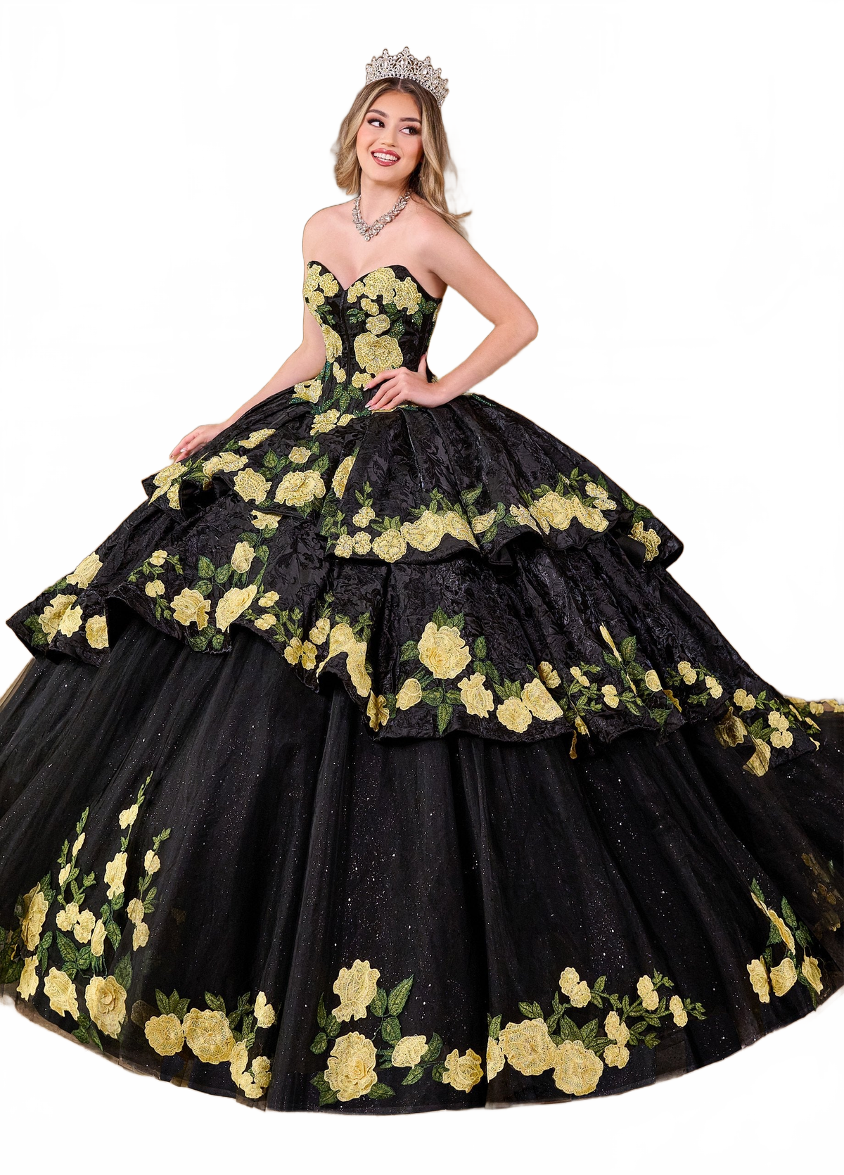 Rachel Allan RQ5006 Floral Strapless Quinceanera Dress