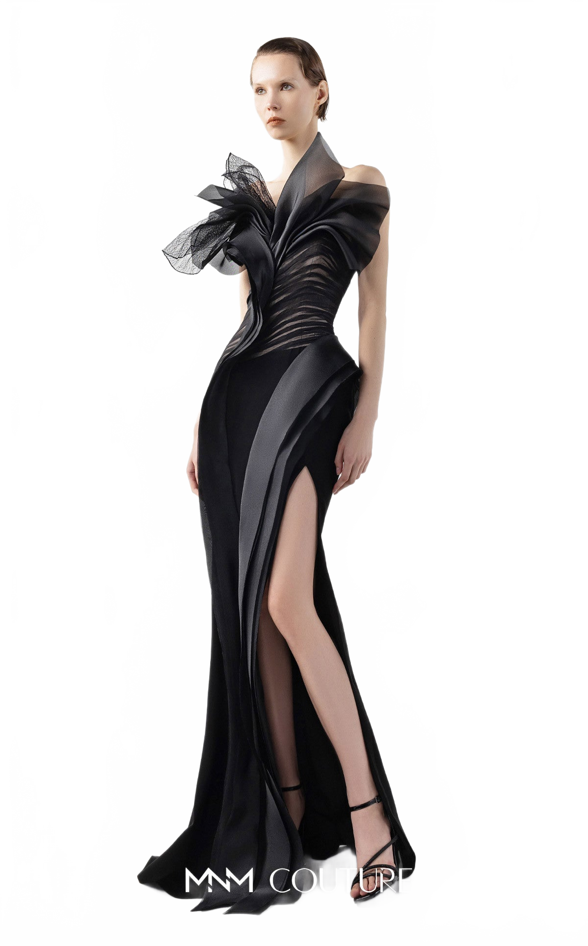 Gaby Charbachy G2010 Off-Shoulder Open Back Slit Gown by MNM Couture