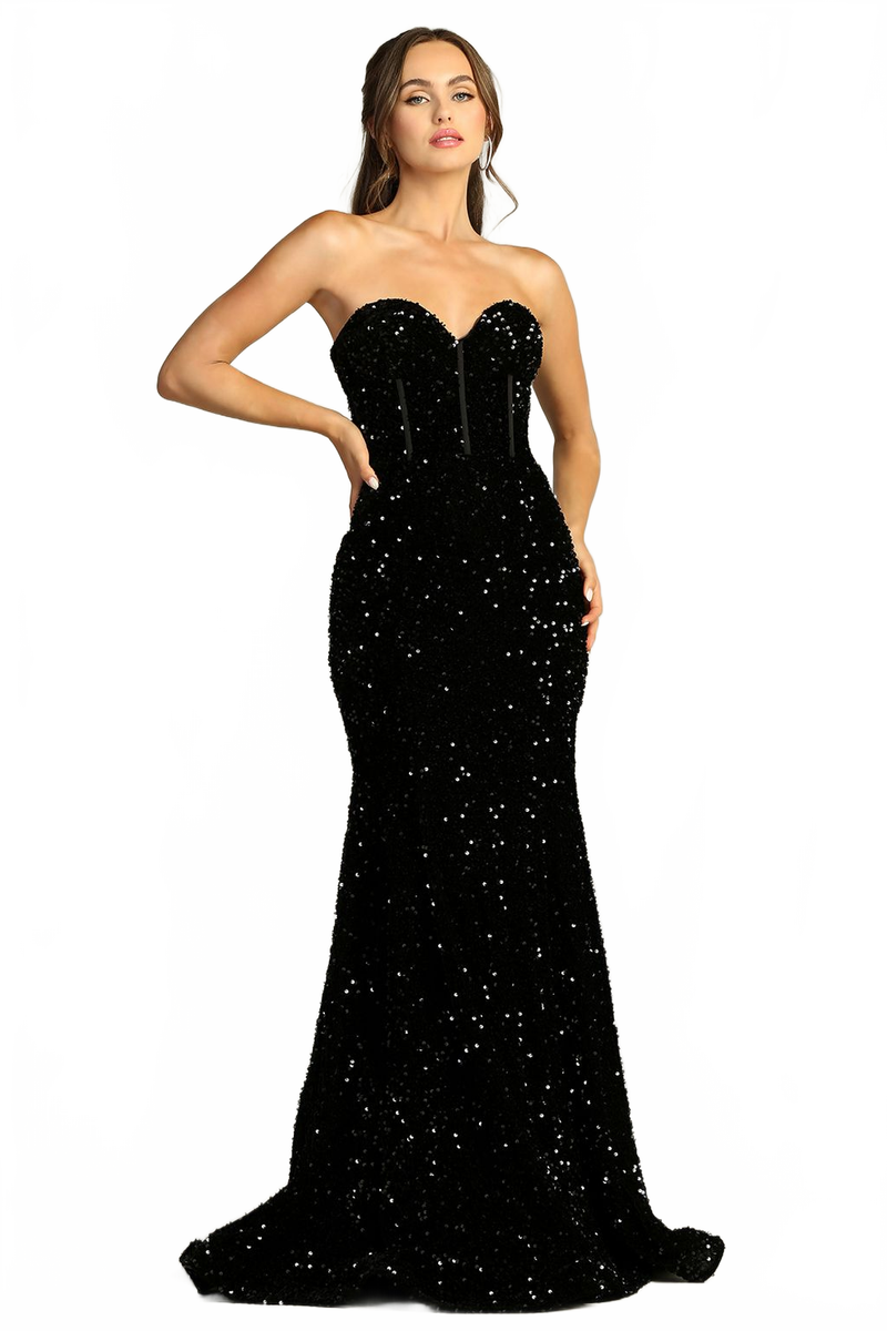Adora Design 3112 Strapless Glitter Sequin Long Formal Prom Dress
