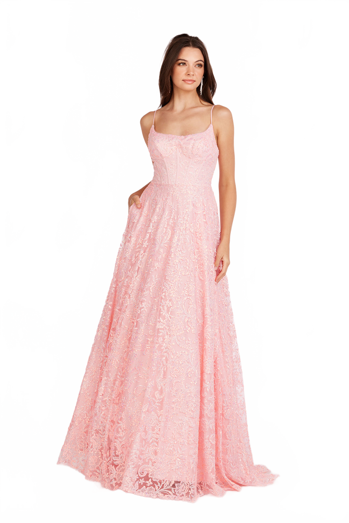 Abby Paris 90233 Embroidered Sequin Sleeveless A-Line Gown by Lucci Lu