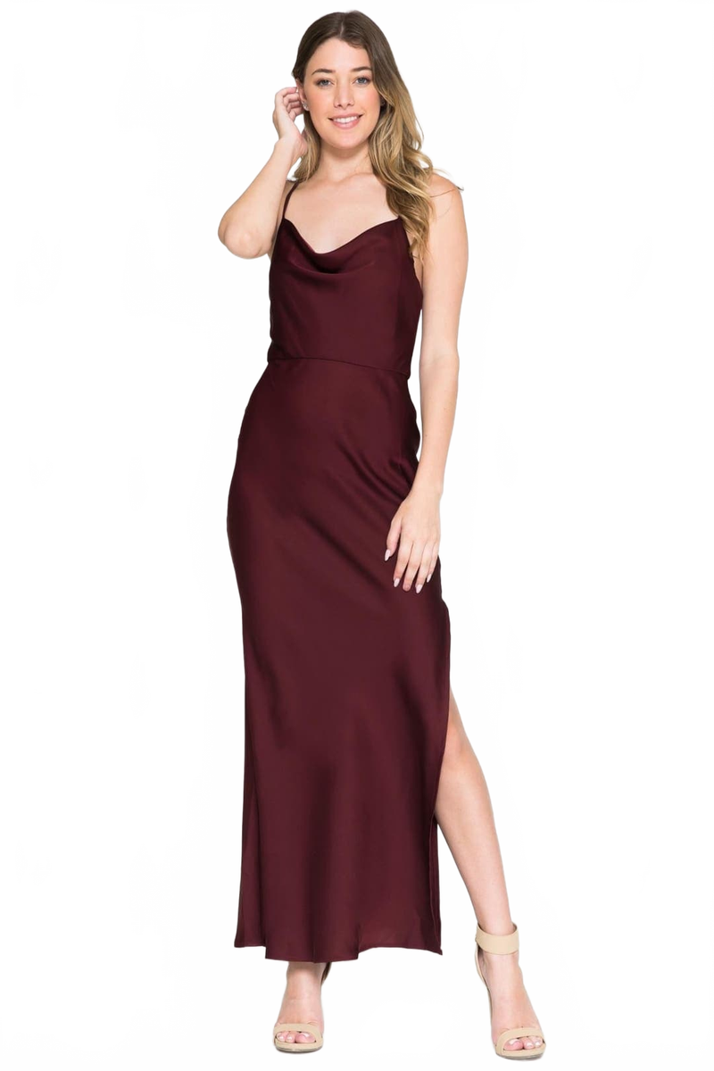 Simple Ankle Length Satin Bridesmaid Dress 6115
