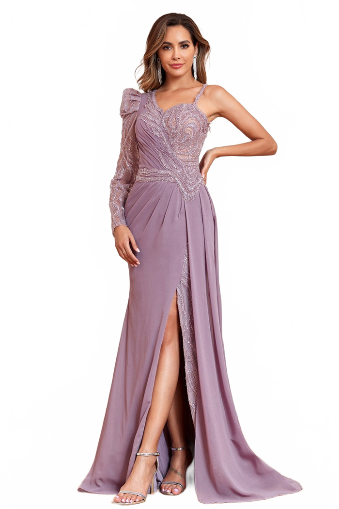 High Couture NR2313 Fitted Slit Formal Long Evening Beaded Dress