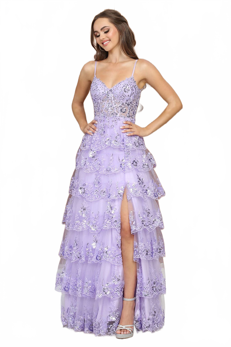 Adora Design 3217 Long Sequin Lace A-Line Formal Prom Gown