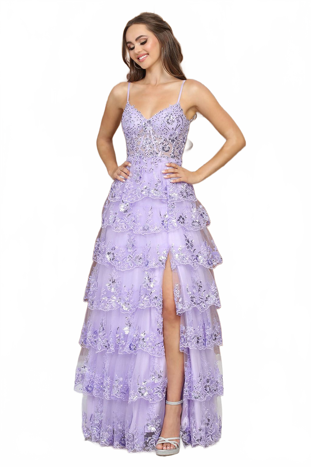 Adora Design 3217 Long Sequin Lace A-Line Formal Prom Gown