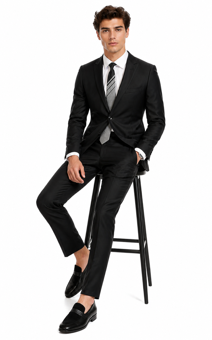 Oxford Black Sharkskin Slim Fit Suit