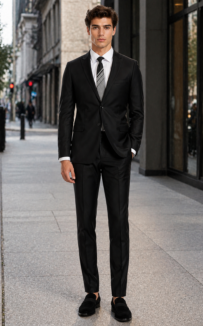 Oxford Black Sharkskin Slim Fit Suit