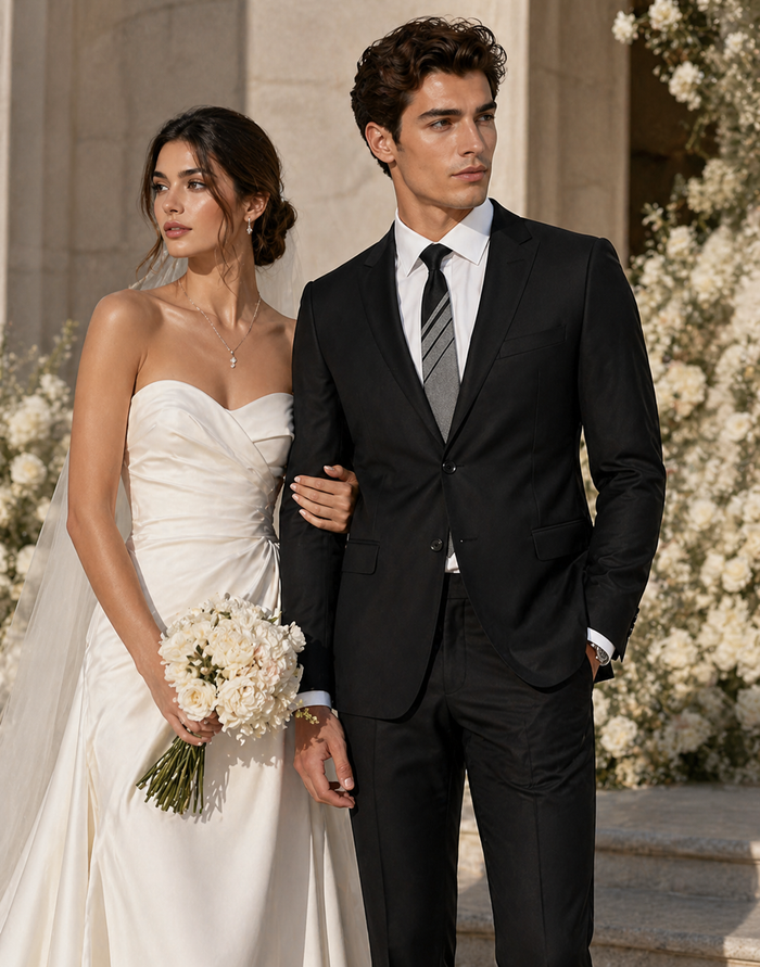 Oxford Black Sharkskin Slim Fit Suit