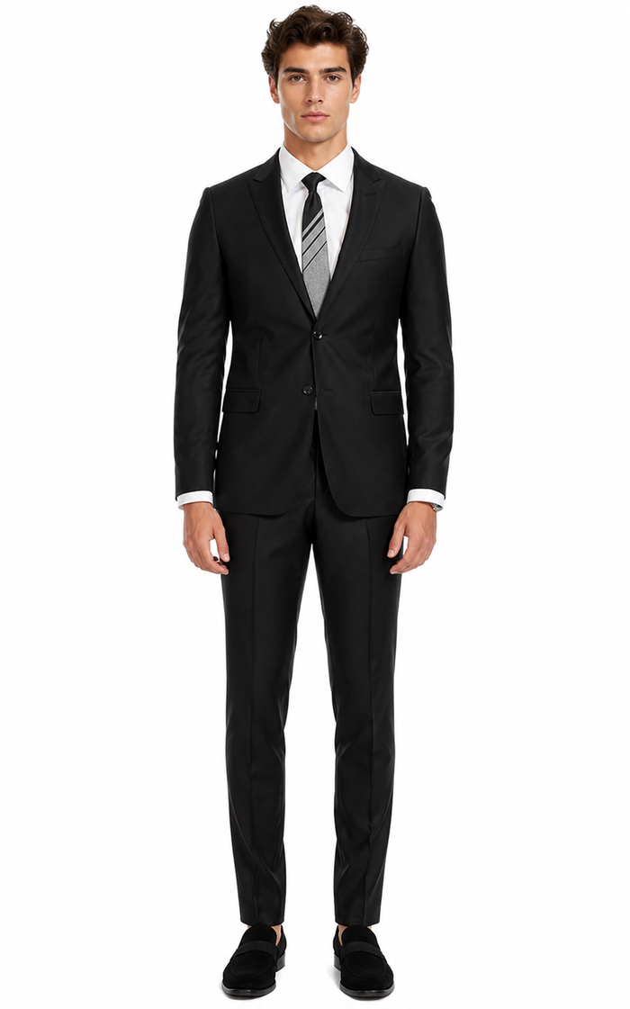 Oxford Black Sharkskin Slim Fit Suit