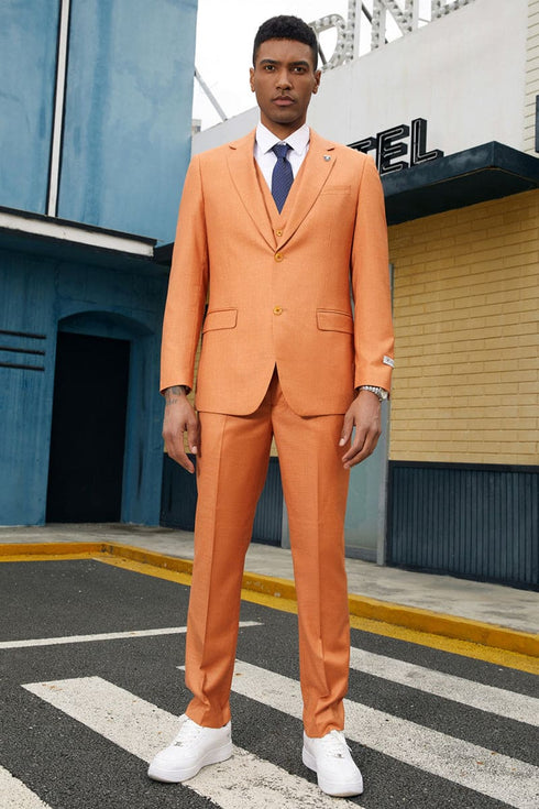 Mens Stacy Adams Suit -Stacy Adams Suit Men's Fancy Two-Button Vested Suit in Orange