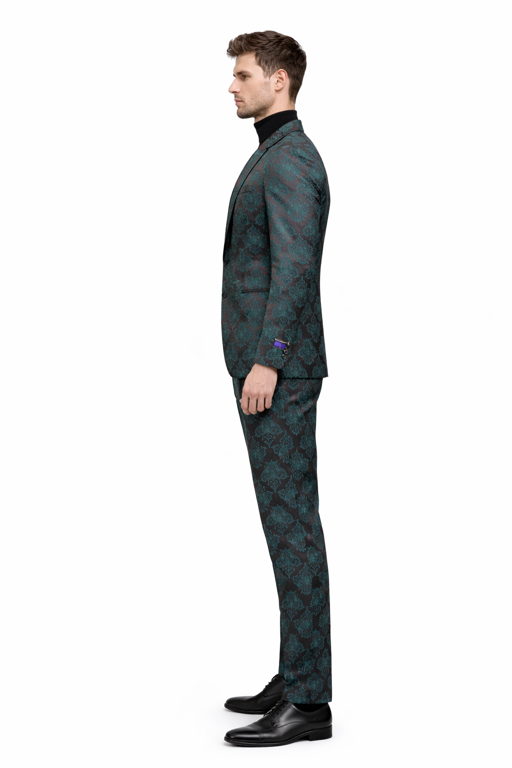 Paisley Suit - Black and Emerald Green Prom Suit - Slim Fit Stage Suit