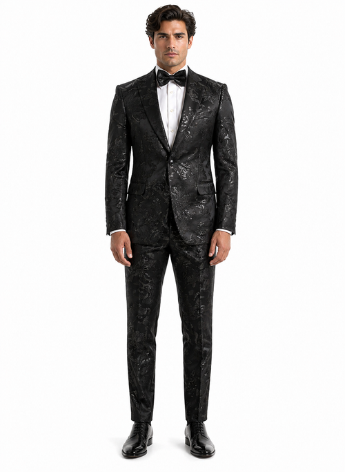 Paisley Suit - Paisley Tuxedo - Floral Suit - Flower Suit - Black