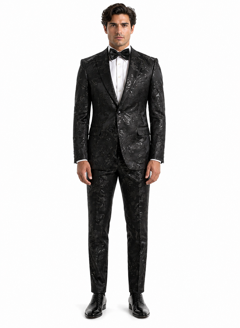 Paisley Suit - Paisley Tuxedo - Floral Suit - Flower Suit - Black