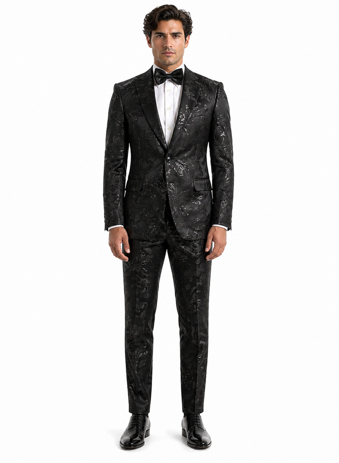 Paisley Suit - Paisley Tuxedo - Floral Suit - Flower Suit - Black
