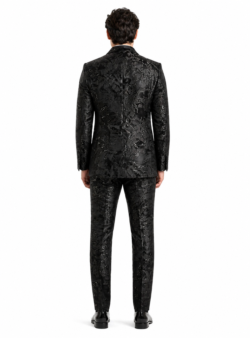 Paisley Suit - Paisley Tuxedo - Floral Suit - Flower Suit - Black