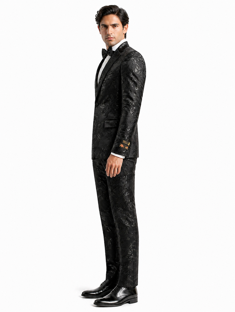 Paisley Suit - Paisley Tuxedo - Floral Suit - Flower Suit - Black