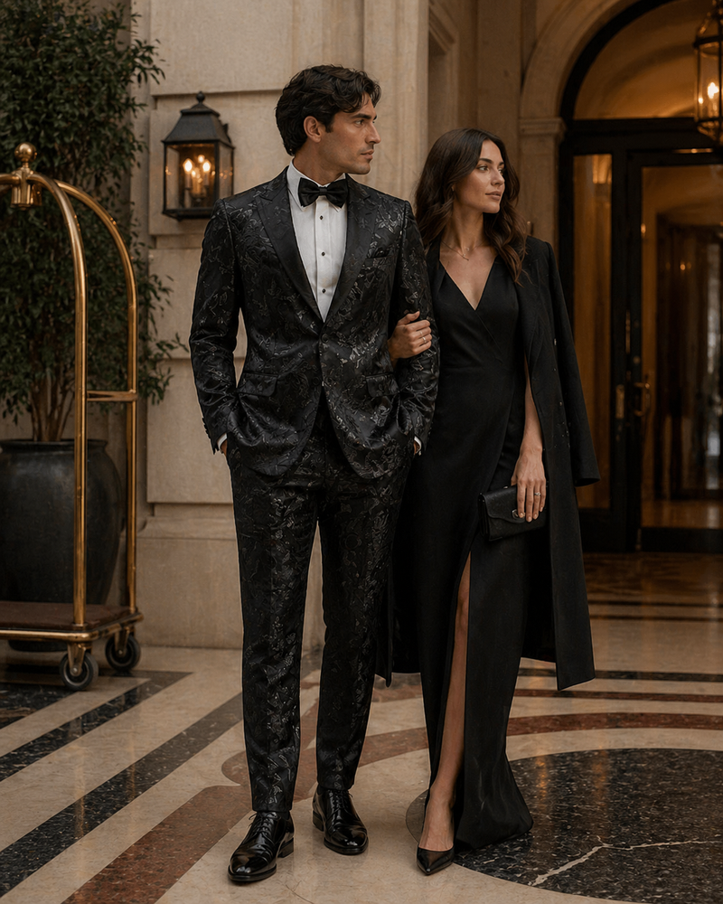 Paisley Suit - Paisley Tuxedo - Floral Suit - Flower Suit - Black