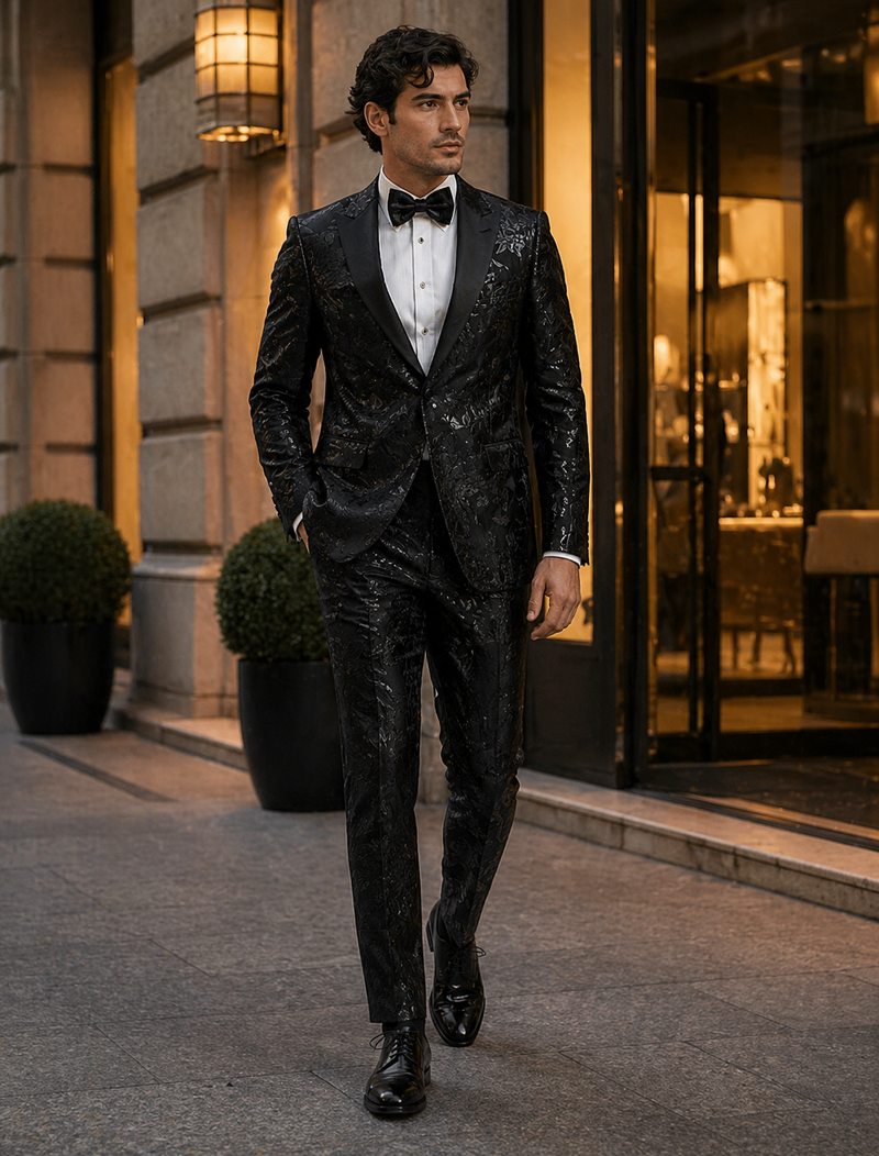 Paisley Suit - Paisley Tuxedo - Floral Suit - Flower Suit - Black