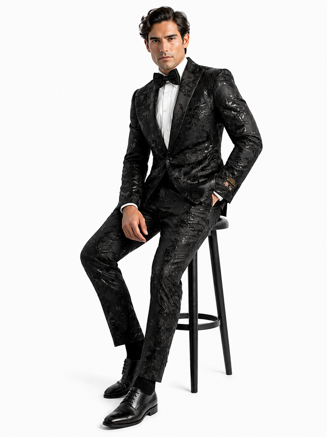 Paisley Suit - Paisley Tuxedo - Floral Suit - Flower Suit - Black