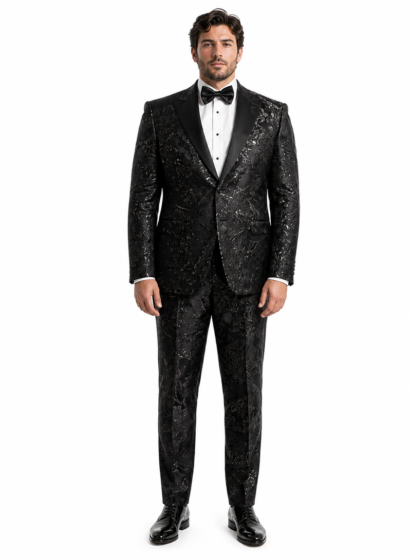 Paisley Suit - Paisley Tuxedo - Floral Suit - Flower Suit - Black