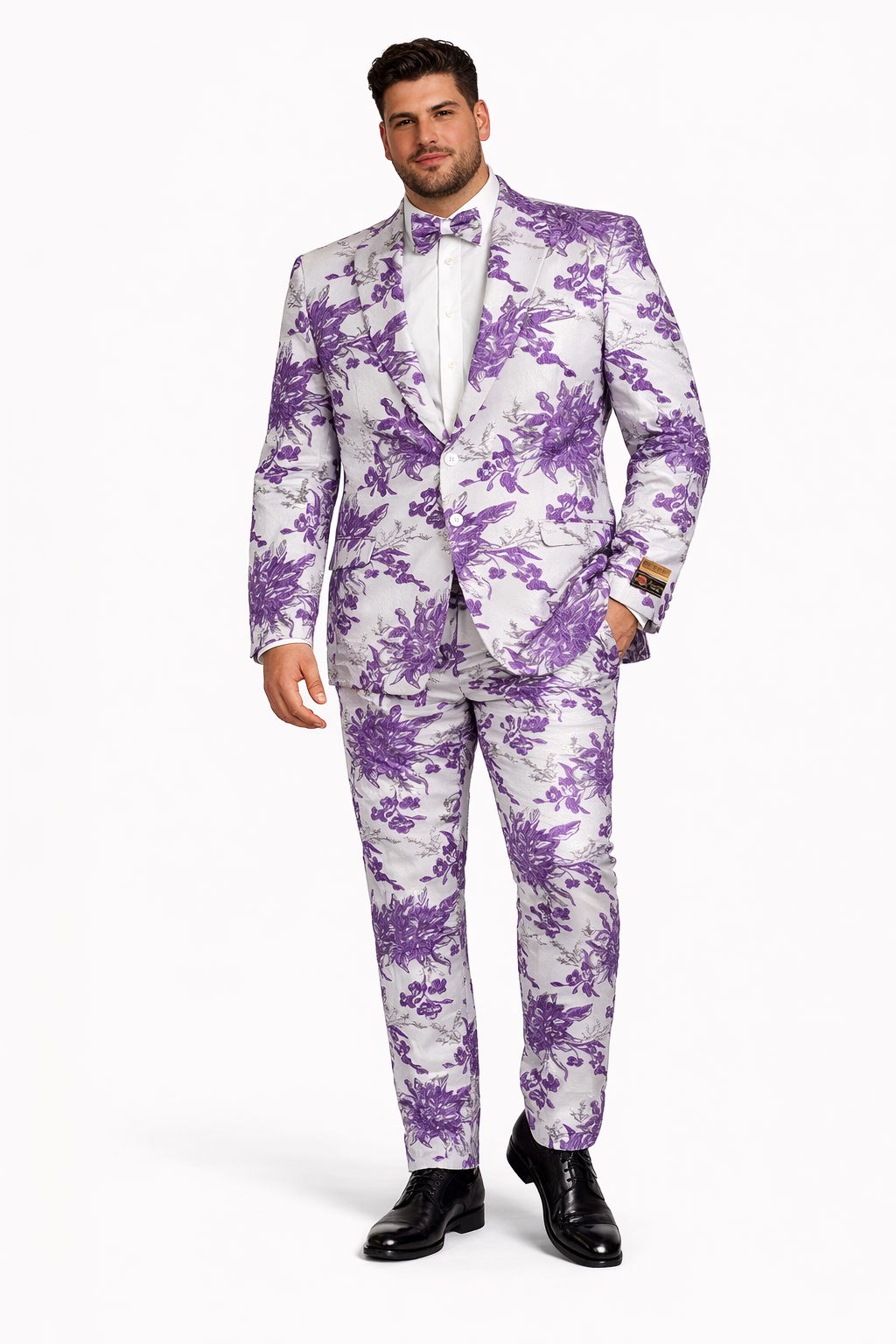 Paisley Suit - Paisley Tuxedo - Floral Suit - Flower Suit - White Purple