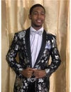 Paisley Suit - Wedding Tuxedo Suit - Prom Black ~ Silver Suit - AlbertoNardoniStore